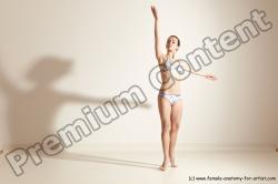 Underwear Gymnastic poses Woman White Moving poses Slim long brown Dynamic poses Academic